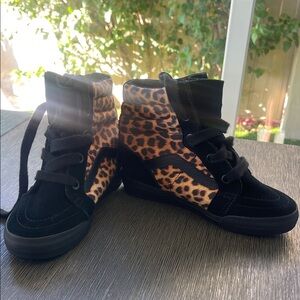 VANS Leopard Print High-Top Wedge Sneakers